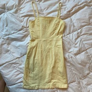 Soft yellow tight cotton minidress (runs small)